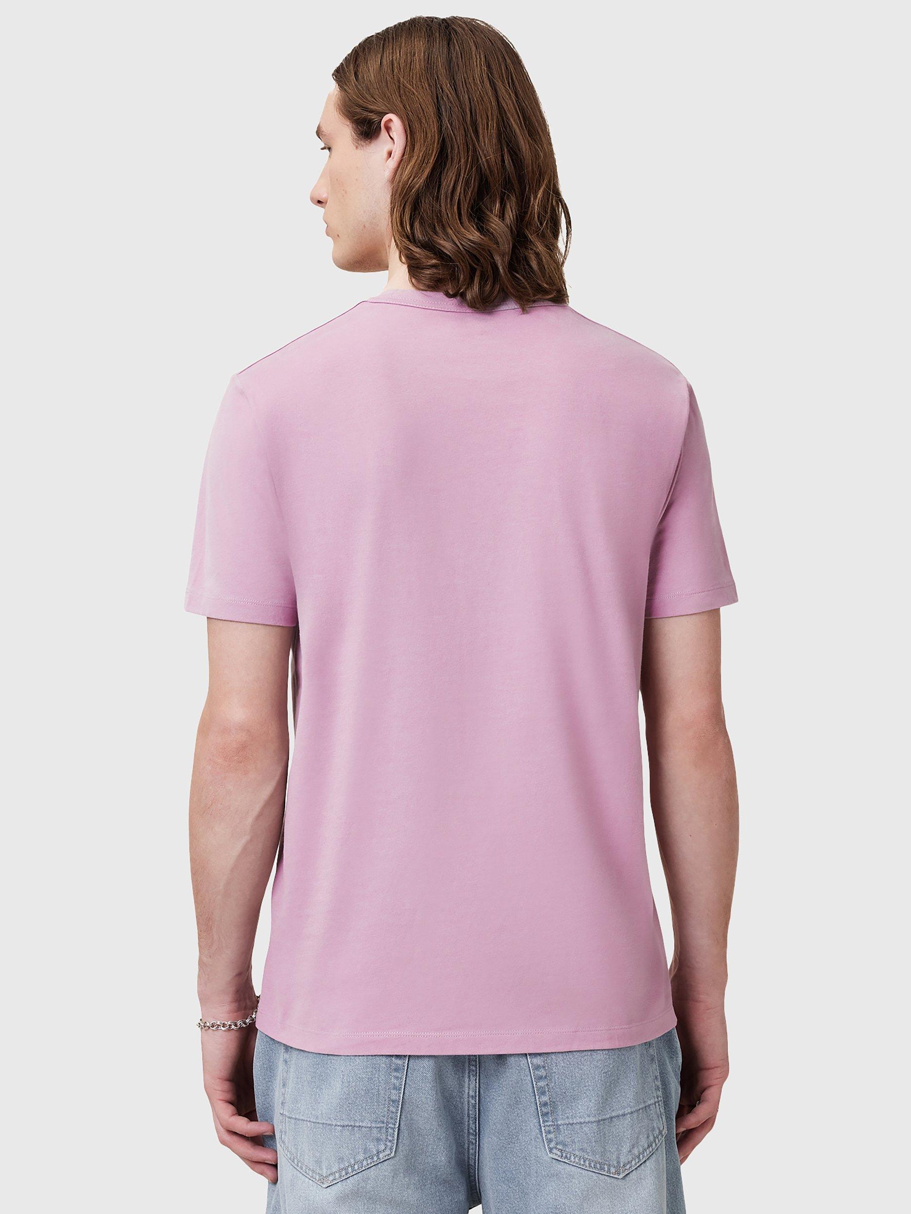 Product image 2 of 6, which shows AllSaints Brace Organic Cotton Slim Fit Short Sleeve Logo T-Shirt, Ashed Purple, XS