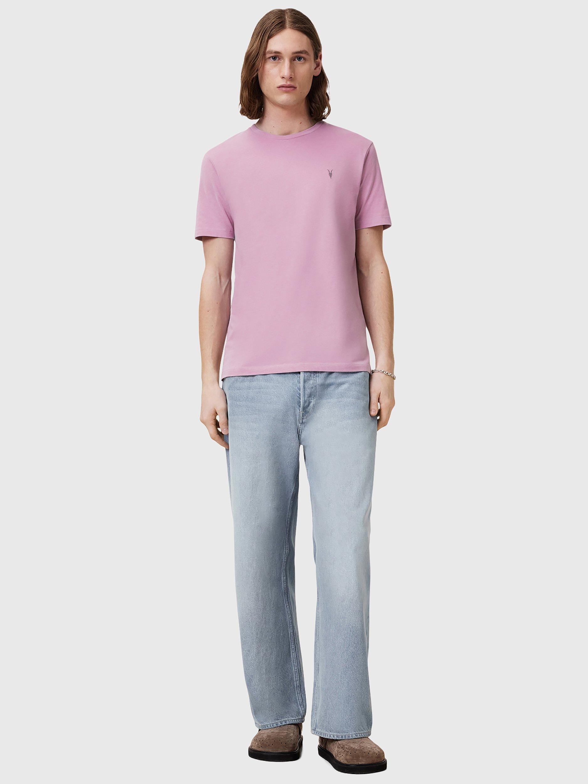 Product image 3 of 6, which shows AllSaints Brace Organic Cotton Slim Fit Short Sleeve Logo T-Shirt, Ashed Purple, XS