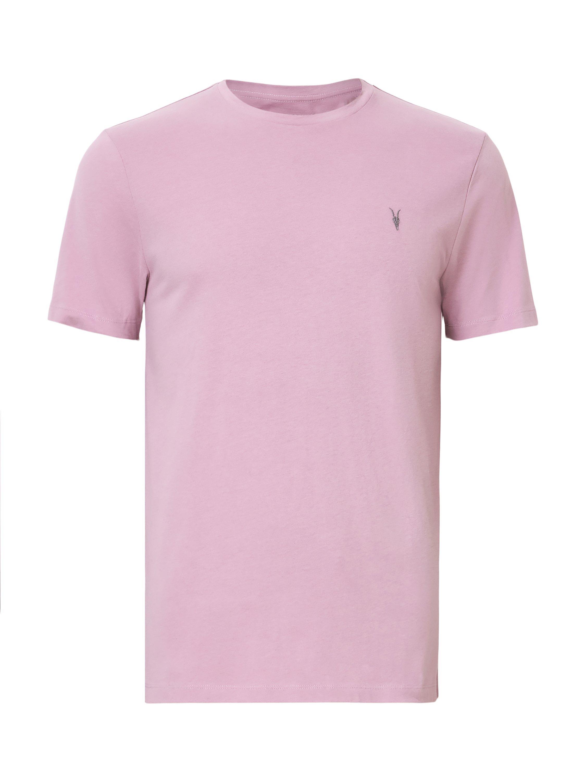 Product image 4 of 6, which shows AllSaints Brace Organic Cotton Slim Fit Short Sleeve Logo T-Shirt, Ashed Purple, XS