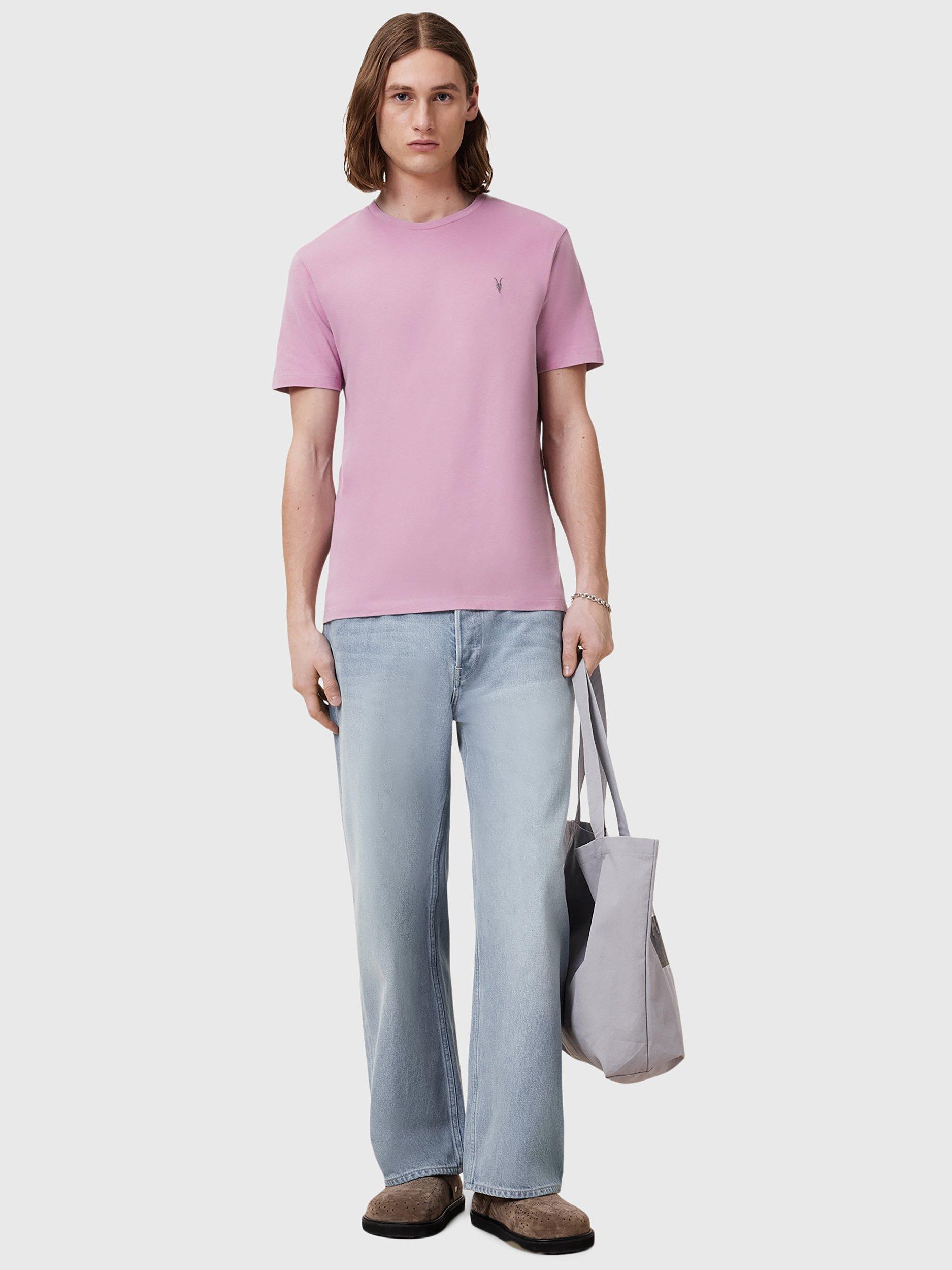 Product image 6 of 6, which shows AllSaints Brace Organic Cotton Slim Fit Short Sleeve Logo T-Shirt, Ashed Purple, XS