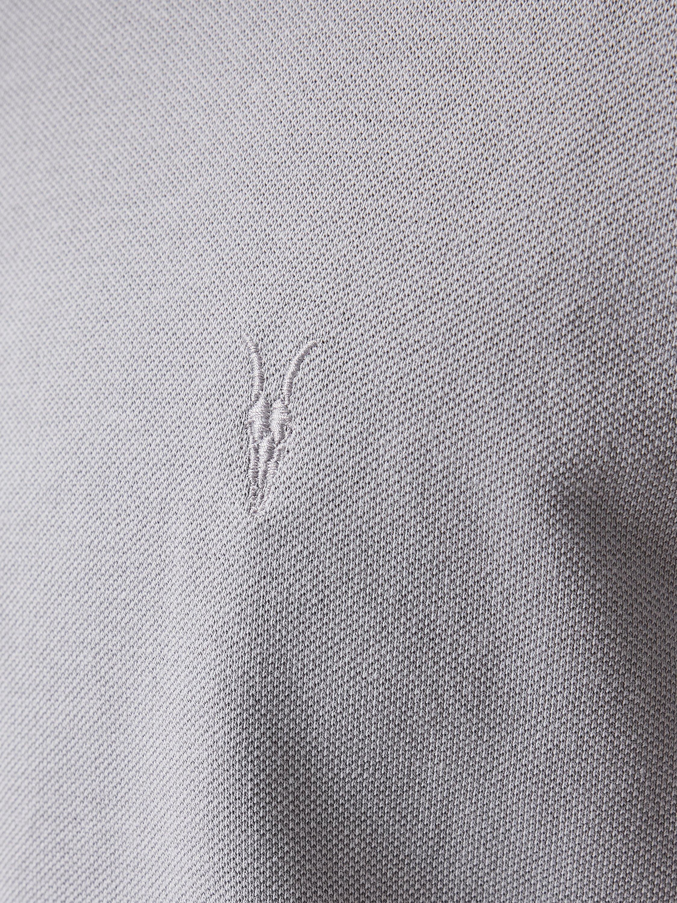 Product image 5 of 10, which shows AllSaints Slim Fit Short Sleeve Cotton Polo Shirt, Pack of 2, Grey/Purple, L