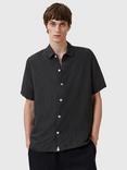 AllSaints Bandol Short Sleeve Linen Blend Shirt, Charcoal