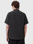 AllSaints Bandol Short Sleeve Linen Blend Shirt, Charcoal