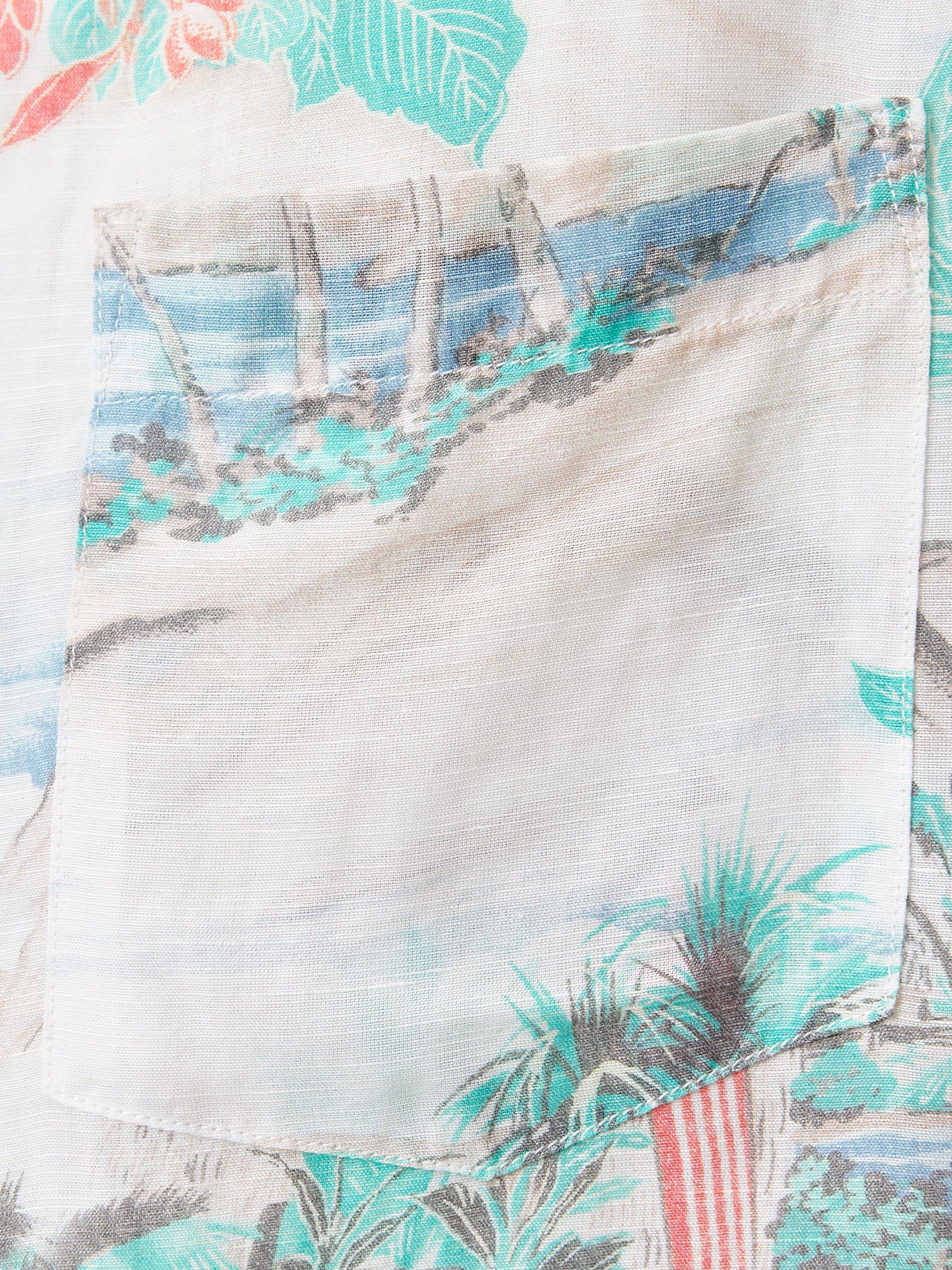 Product image 5 of 7, which shows AllSaints Biarritz Short Sleeve Tropical Print Shirt, Multi, XS