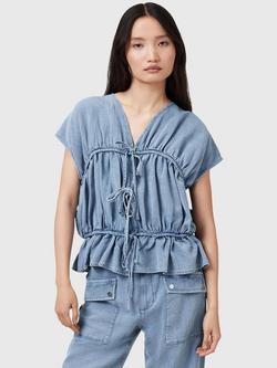 AllSaints Remy V Neck Blouse, Light Blue