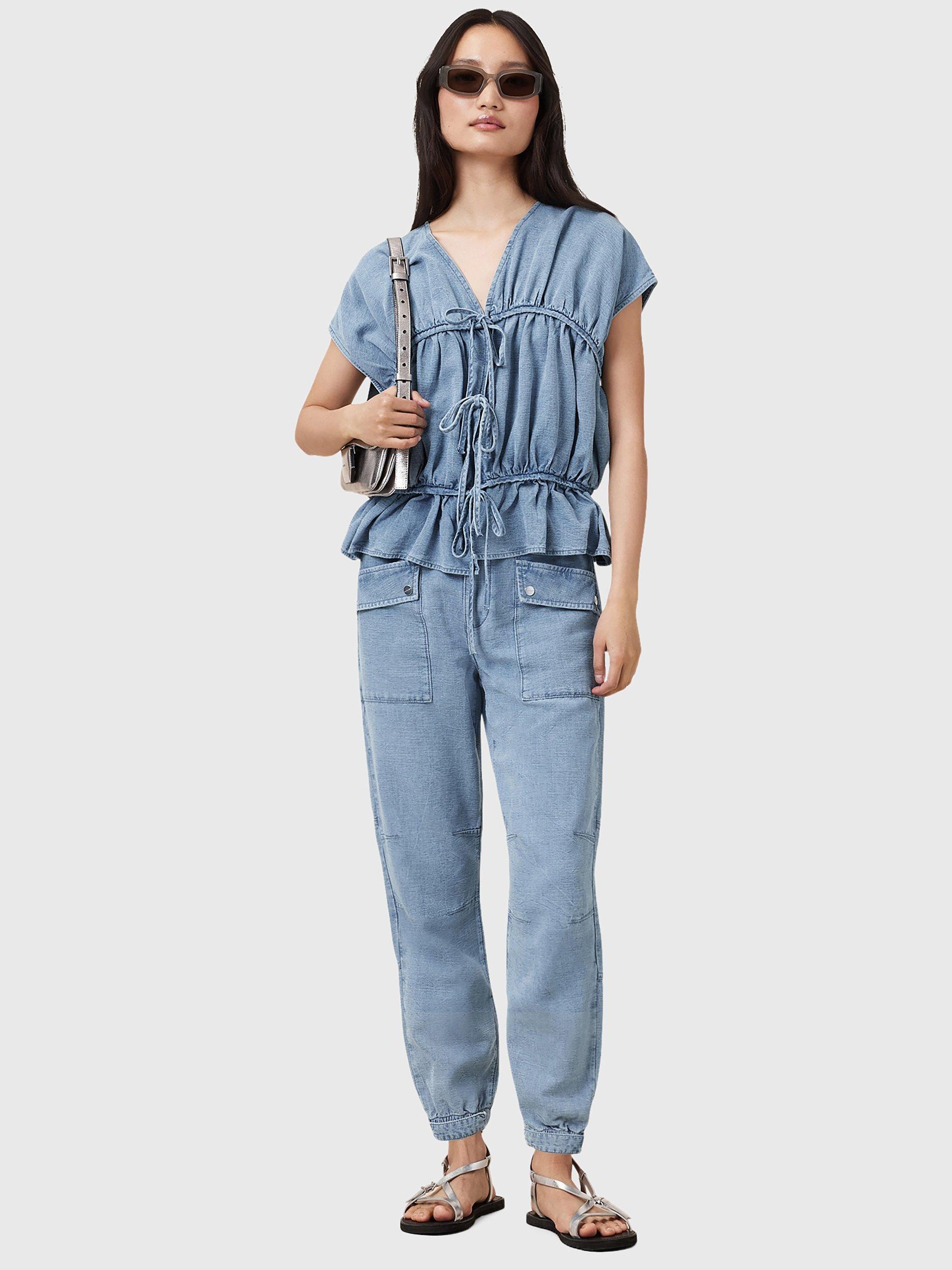 Product image 8 of 8, which shows AllSaints Remy V Neck Blouse, Light Blue, 10