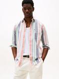 Tommy Hilfiger Striped Regatta Oxford Cotton Blend Shirt, Orange/Multi