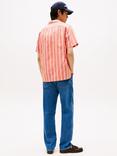 Tommy Hilfiger Short Sleeve Striped Linen Cotton Blend Shirt, Orange/Multi