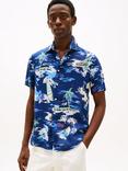 Tommy Hilfiger Short Sleeve Vacation Print Linen Shirt, Navy/Multi