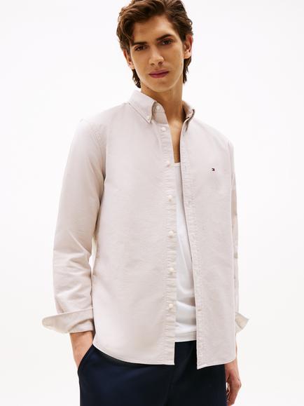 Tommy Hilfiger Cotton Blend Regular Fit Oxford Shirt, Light Brown, Light Brown