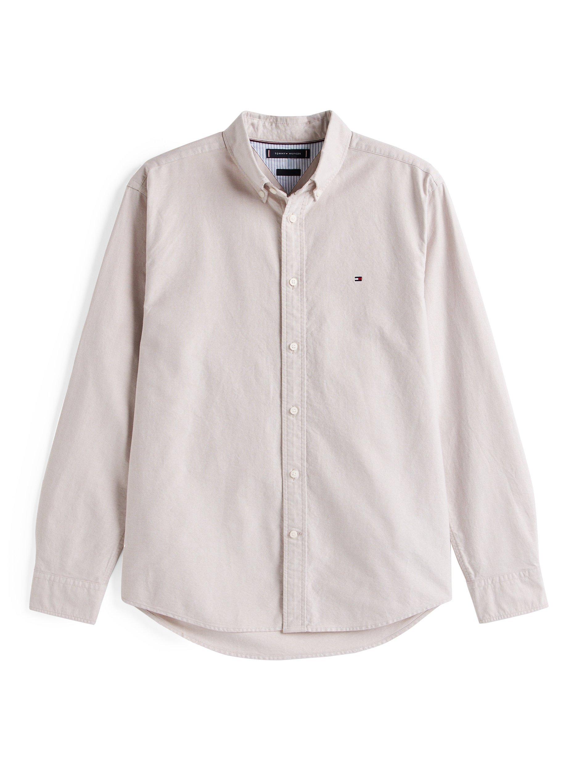 Product image 5 of 5, which shows Tommy Hilfiger Cotton Blend Regular Fit Oxford Shirt, Light Brown, S