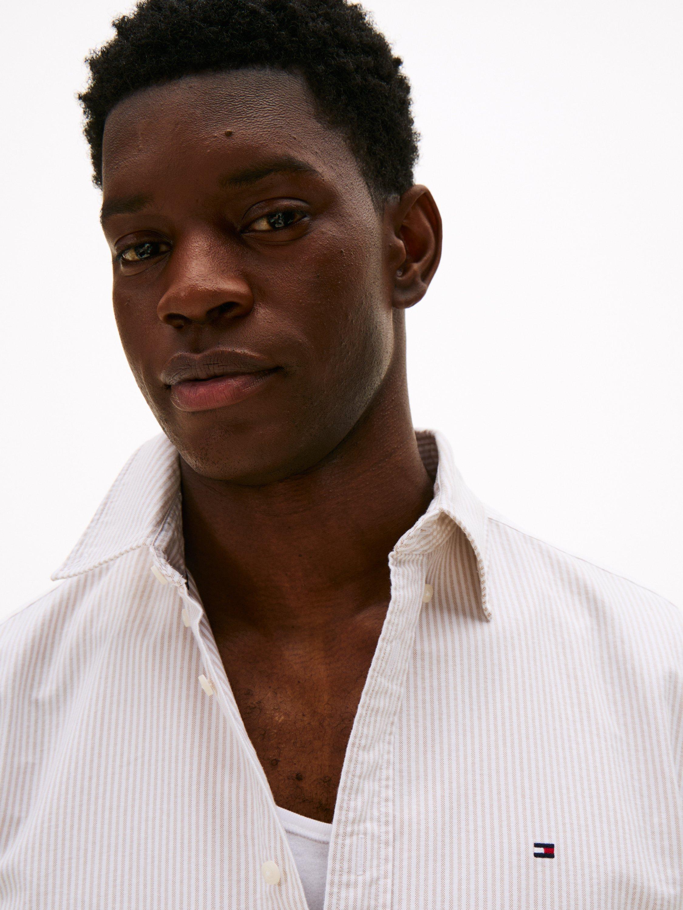 Product image 4 of 5, which shows Tommy Hilfiger Regular Fit Oxford Shirt, Red/Multi, S