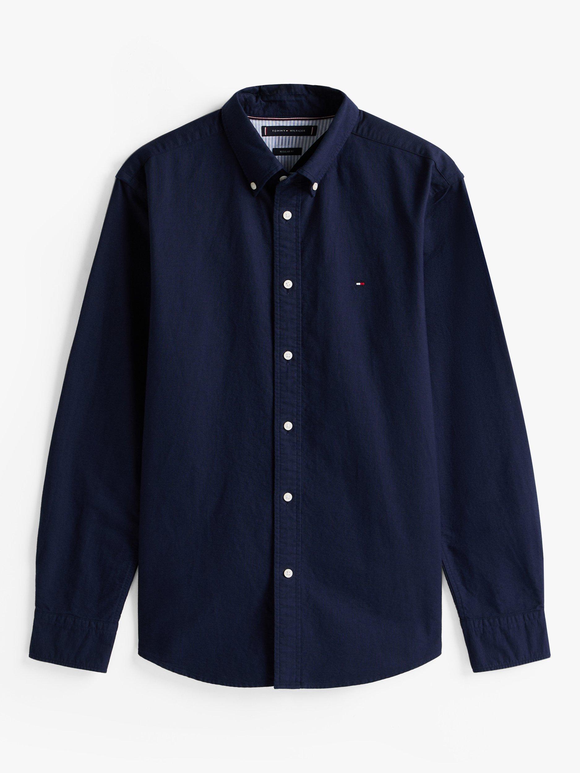 Product image 5 of 5, which shows Tommy Hilfiger Cotton Regular Fit Oxford Shirt, Preppy Navy/Desert, S