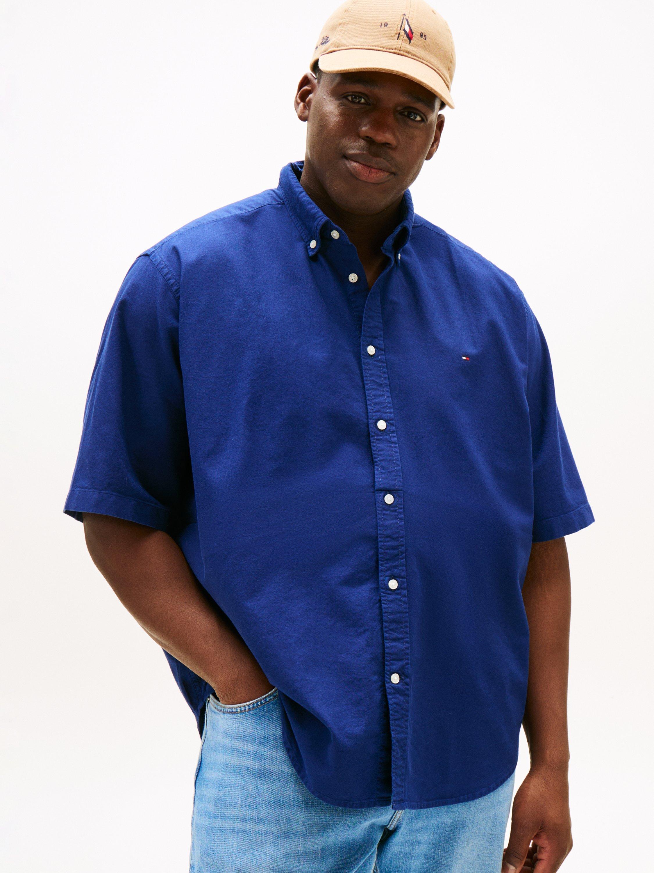 Tommy Hilfiger Short Sleeve Oxford Cotton Shirt, Navy