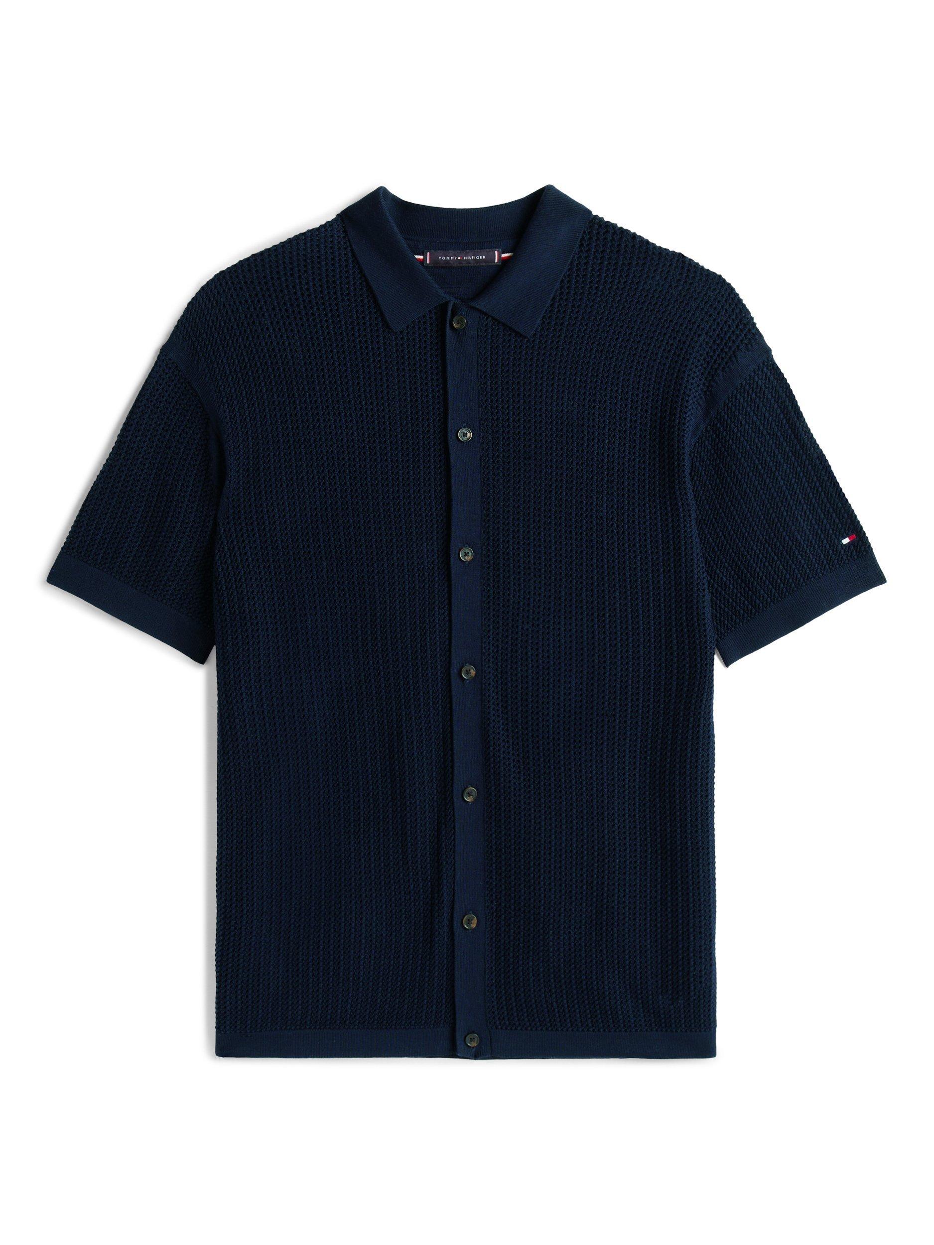 Product image 5 of 5, which shows Tommy Hilfiger Cotton Loose Fit Textured Overshirt, Navy, M