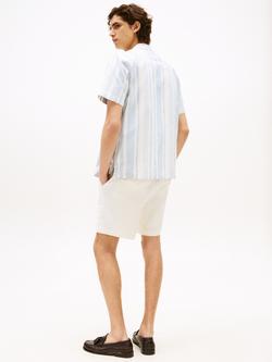 Tommy Hilfiger Cotton Regular Fit Stripe Camp Collar Shirt, Breezy Blue/Ivory - view 2, Breezy Blue/Ivory