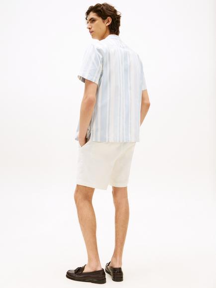 Tommy Hilfiger Cotton Regular Fit Stripe Camp Collar Shirt, Breezy Blue/Ivory - view 2, Breezy Blue/Ivory