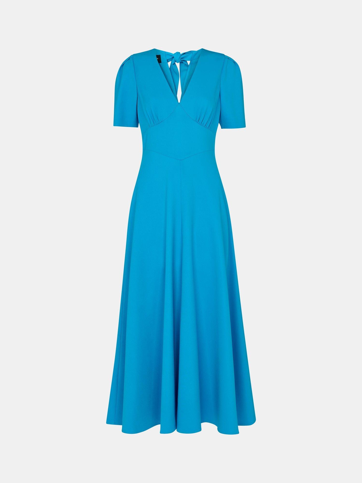 Product image 5 of 5, which shows Whistles Panel Detail V-Neck Dress, Blue, 6