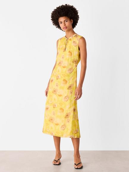 Whistles Sunshine Floral Textured Dress, Yellow/Multi, Yellow/Multi