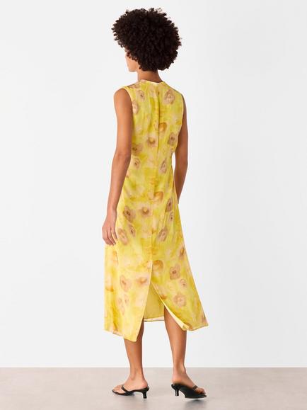Whistles Sunshine Floral Textured Dress, Yellow/Multi - view 2, Yellow/Multi