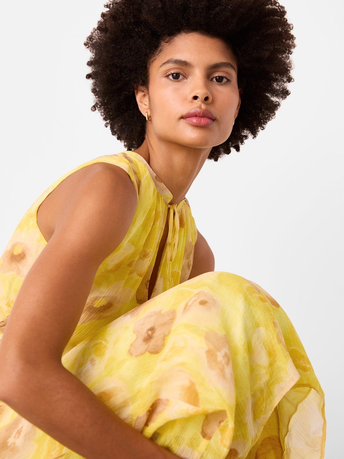 Product image 3 of 5, which shows Whistles Sunshine Floral Textured Dress, Yellow/Multi, 6