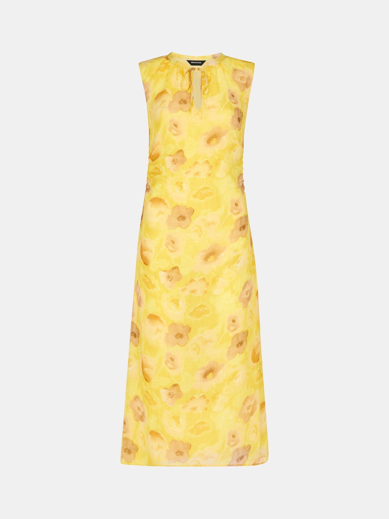 Product image 5 of 5, which shows Whistles Sunshine Floral Textured Dress, Yellow/Multi, 6