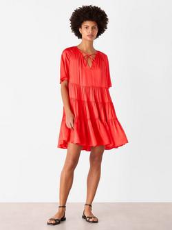 Whistles Satin Trapeze Mini Dress, Red, Red