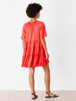 Whistles Satin Trapeze Mini Dress, Red - view 2, Red