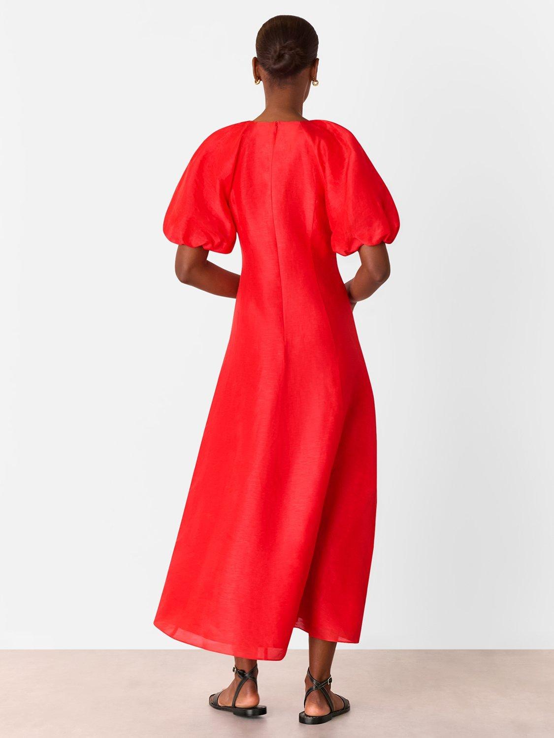 Product image 3 of 6, which shows Whistles Taffeta Linen Rich Dress, Red, 6