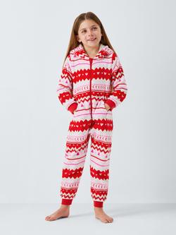 John Lewis Kids' Heart Fairisle Onesie, Red