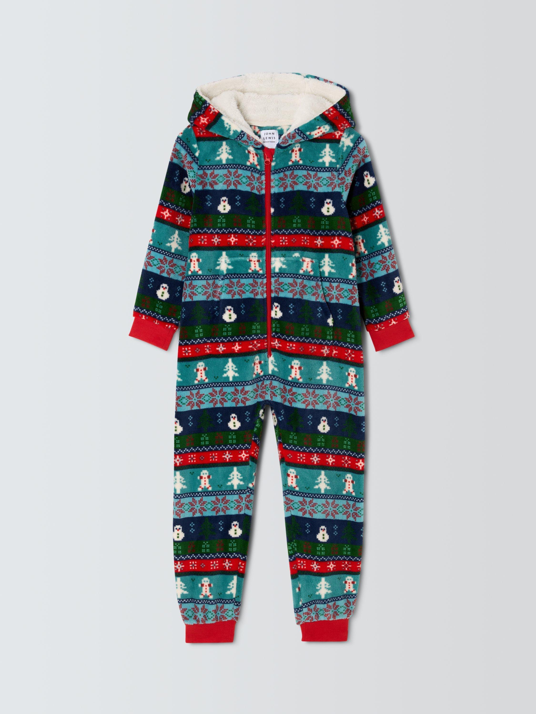 Product image 3 of 7, which shows John Lewis Kids' Fairisle Onesie, Green, 3 years