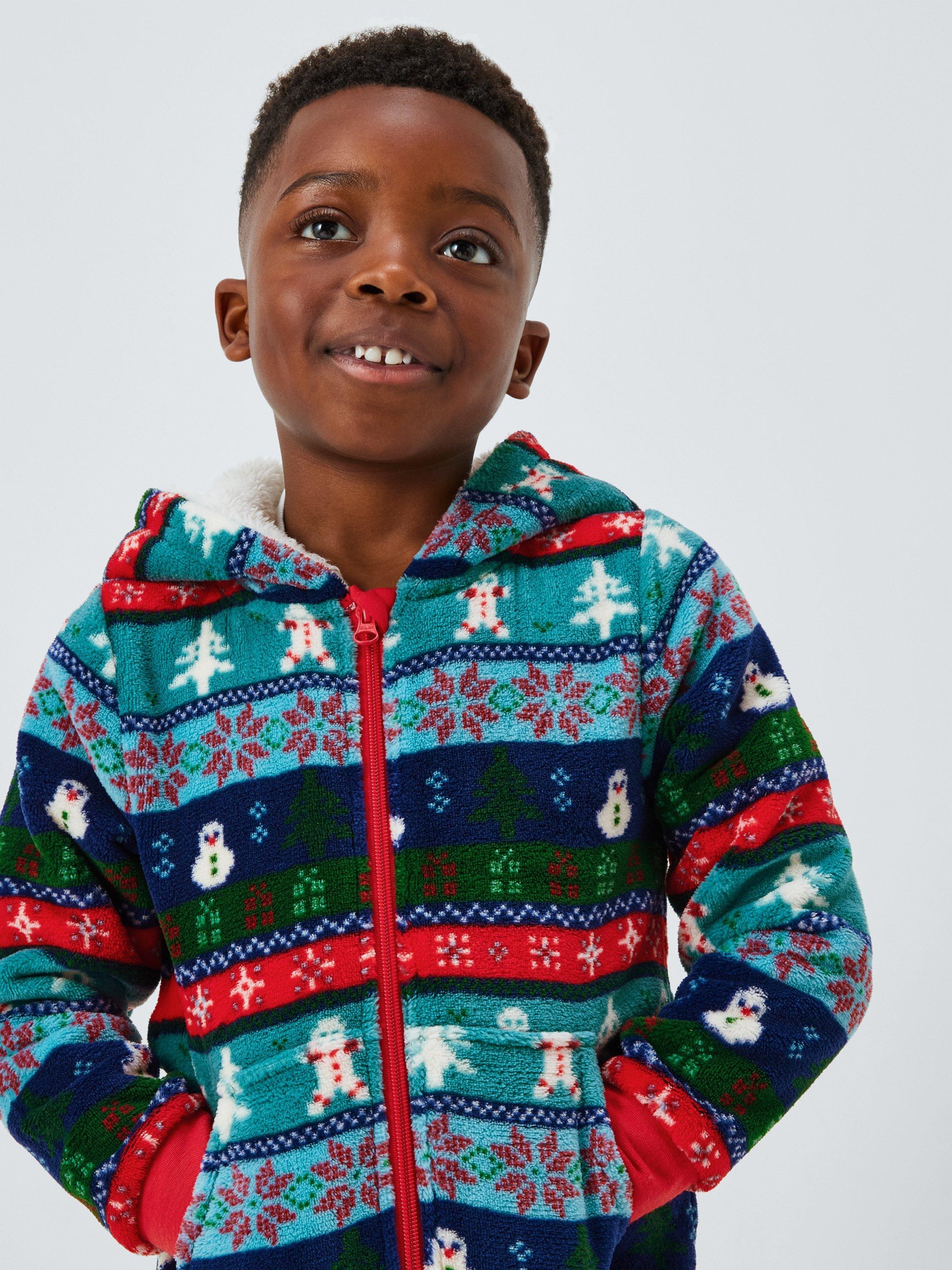 Product image 4 of 7, which shows John Lewis Kids' Fairisle Onesie, Green, 3 years