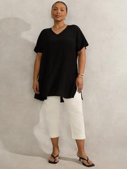 Live Unlimited Curve V-Neck Woven Top, Black, Black