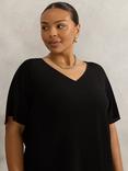Live Unlimited Curve V-Neck Woven Top, Black
