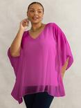 Live Unlimited Curve Chiffon V-Neck Top, Pink
