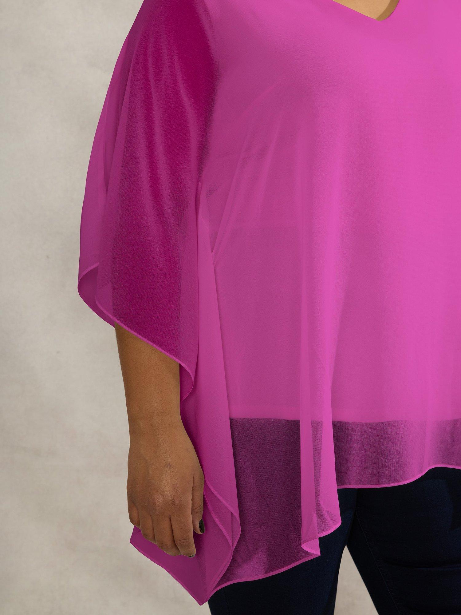 Product image 3 of 4, which shows Live Unlimited Curve Chiffon V-Neck Top, Pink, 12