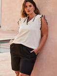 Live Unlimited Curve Pintuck Slub Jersey Top, White
