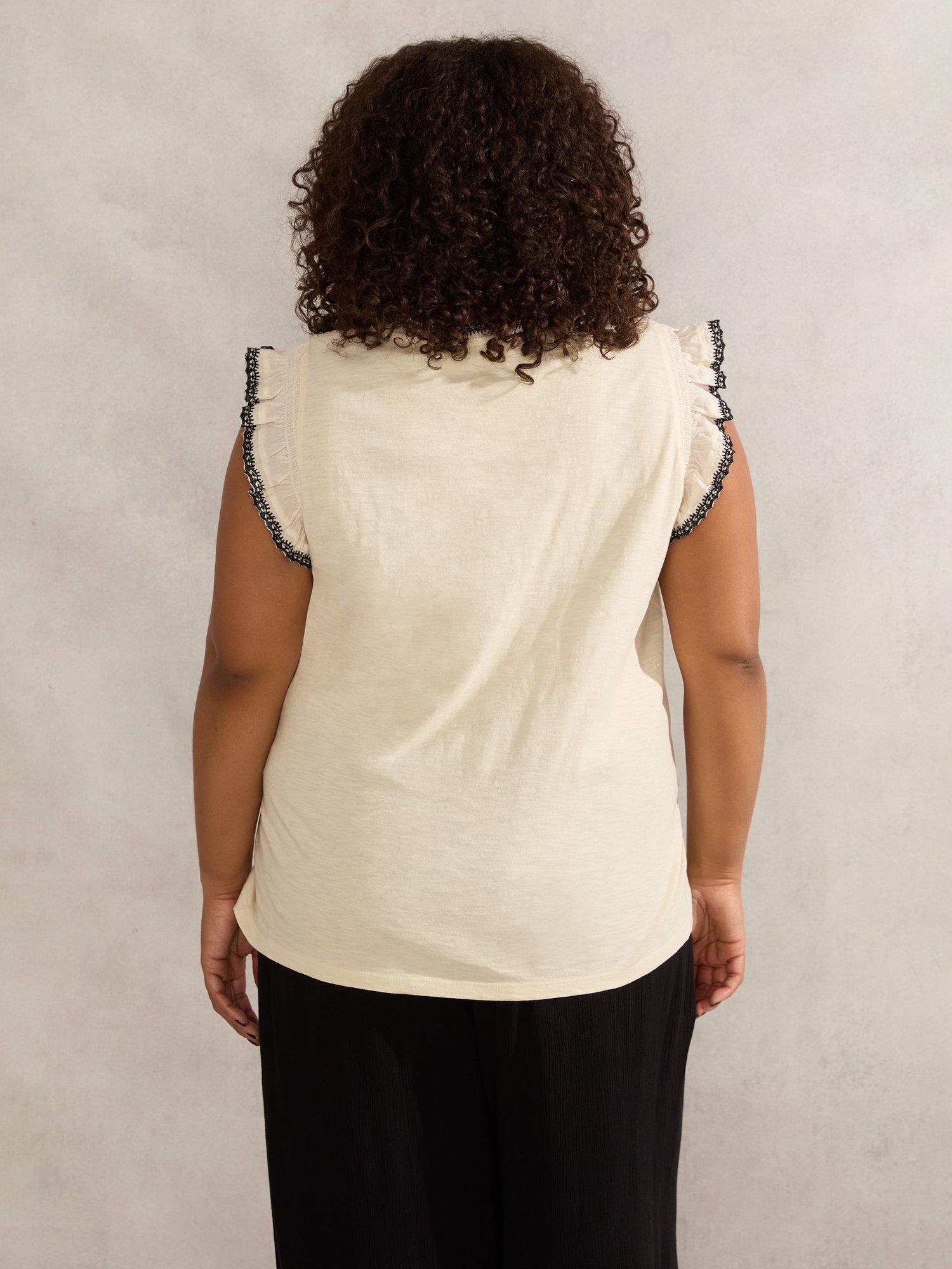 Product image 5 of 5, which shows Live Unlimited Curve Pintuck Slub Jersey Top, White, 12