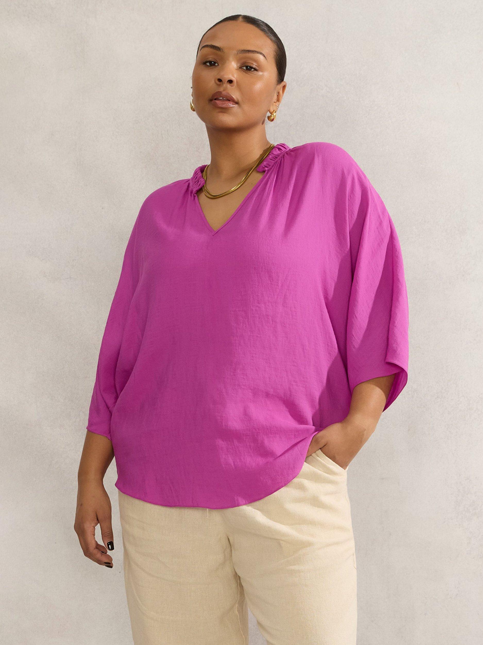 Product image 4 of 6, which shows Live Unlimited Curve Blouse, Magenta Pink, 12
