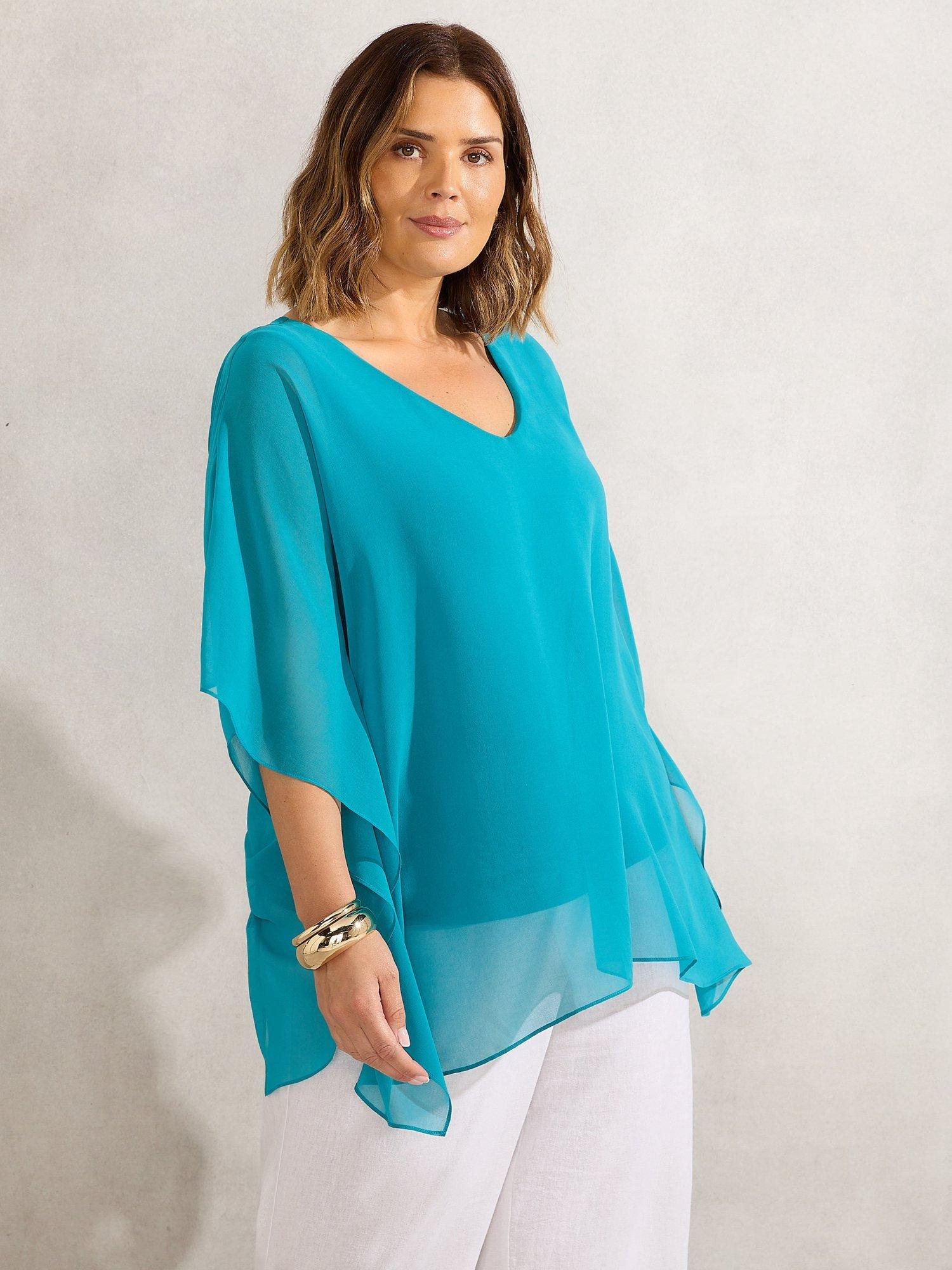 Product image 1 of 3, which shows Live Unlimited Curve Blouse, Turquoise Blue, 12