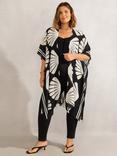 Live Unlimited Curve Shell Print Longline Kimono, Black