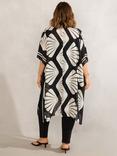 Live Unlimited Curve Shell Print Longline Kimono, Black