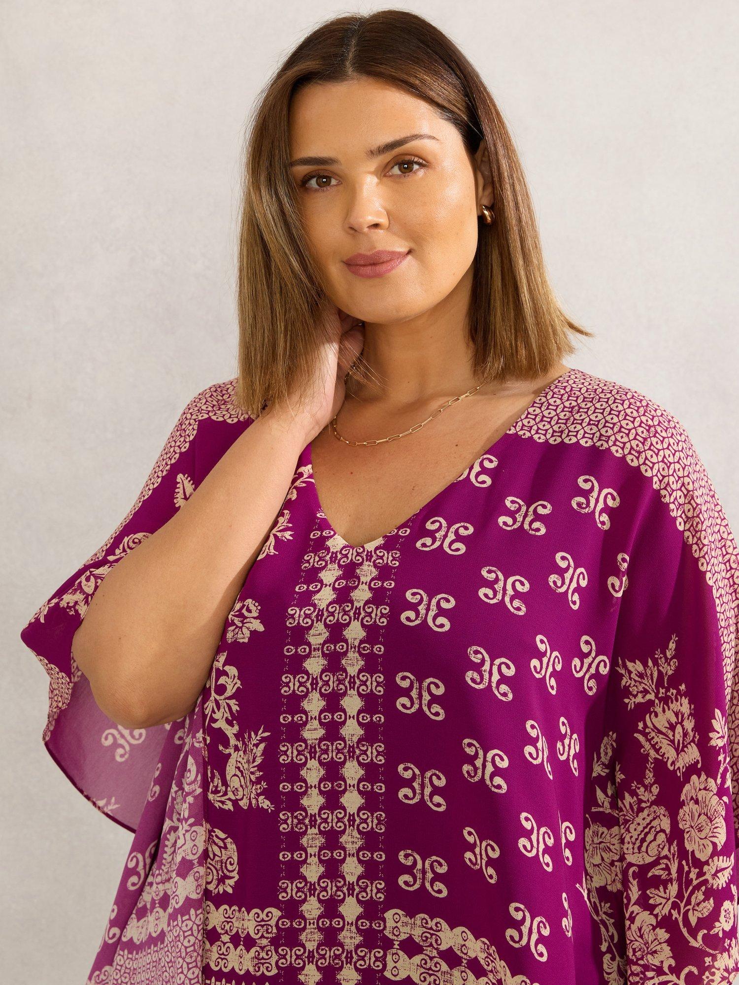 Product image 2 of 5, which shows Live Unlimited Curve Bandana Print Top, Magenta, 14