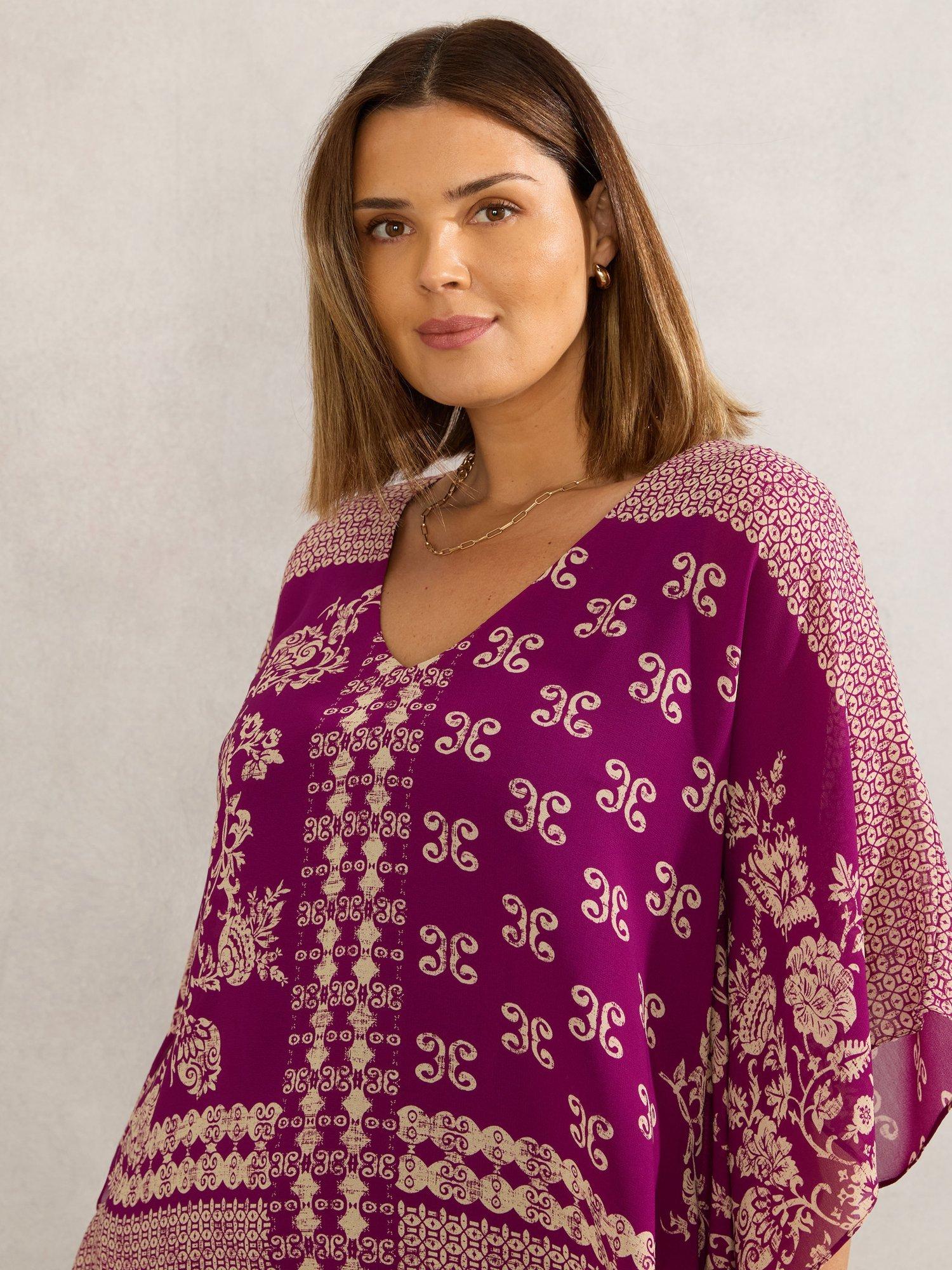 Product image 3 of 5, which shows Live Unlimited Curve Bandana Print Top, Magenta, 14