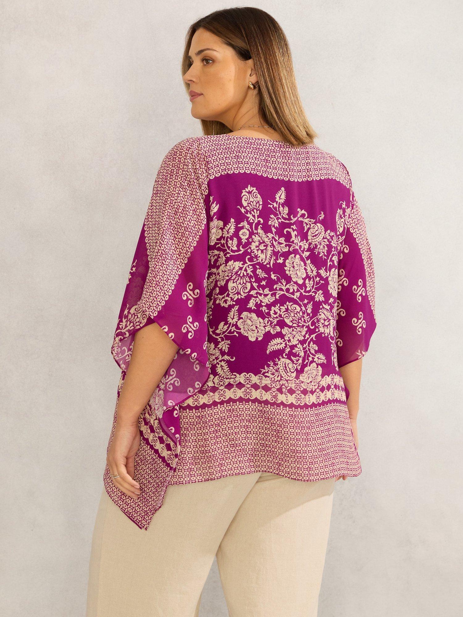Product image 5 of 5, which shows Live Unlimited Curve Bandana Print Top, Magenta, 14