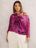 Live Unlimited Curve Animal Print Chiffon Blouse, Pink