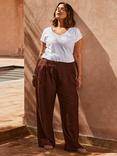 Live Unlimited Curve Linen Blend Tailored Trousers, Brown