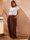 Live Unlimited Curve Linen Blend Tailored Trousers, Brown