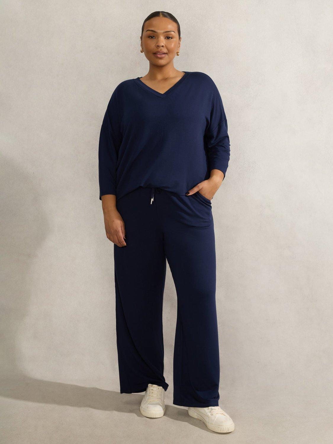 Product image 1 of 4, which shows Live Unlimited Curve Lightweight Straight Trousers, Blue, 12