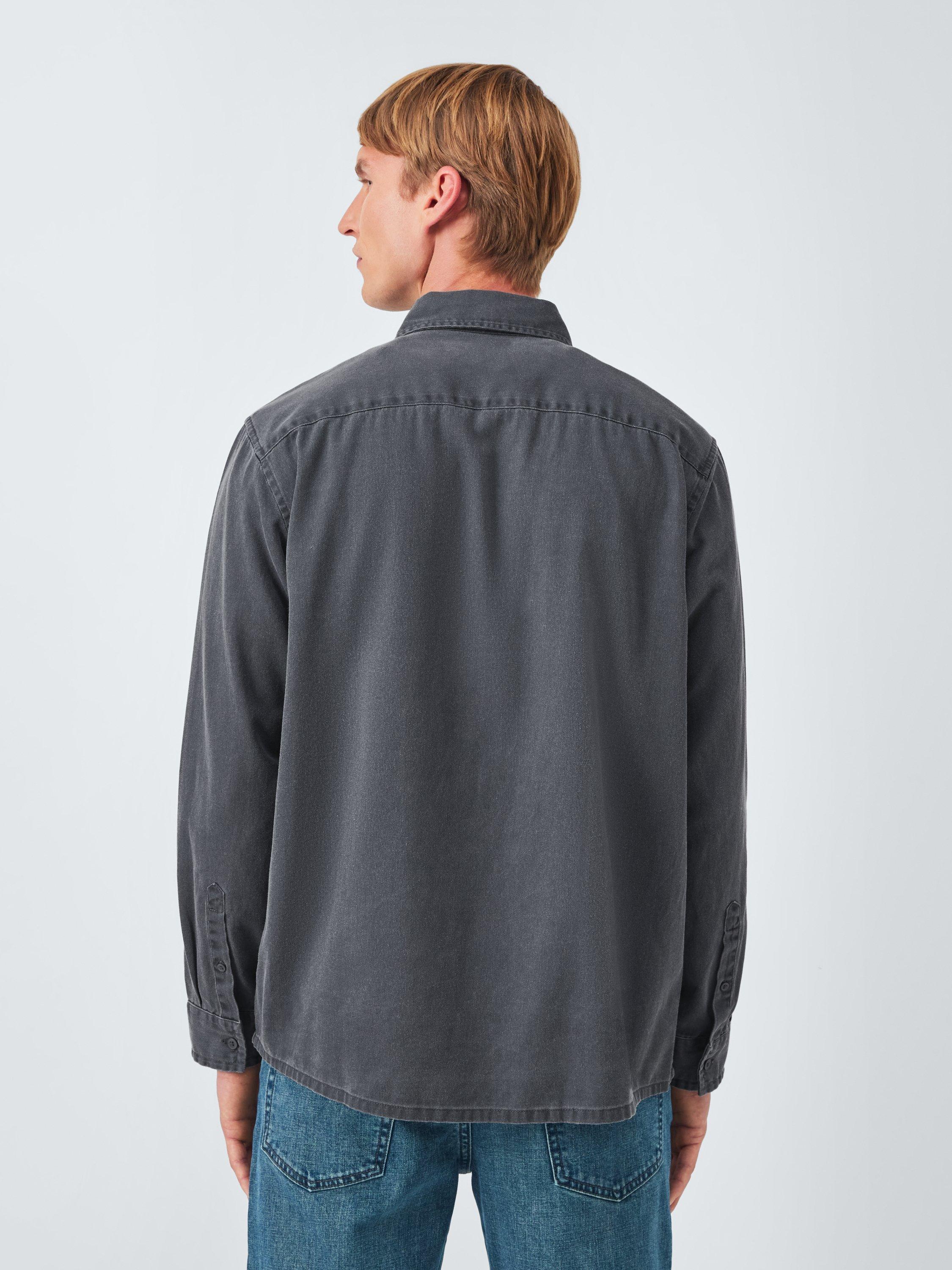 Product image 2 of 6, which shows John Lewis Regular Fit Washed Cotton Shirt, Asphalt, M